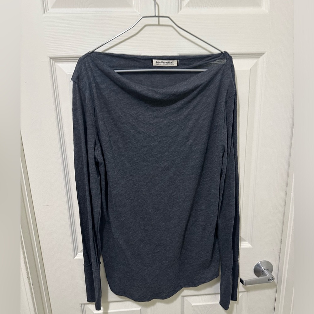 Free People Long Sleeve Gray Top